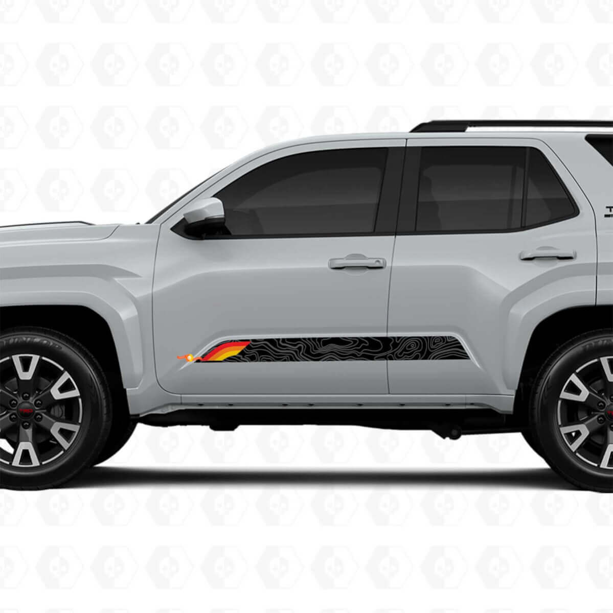 Topographische Karte Retro-Stil Türen Streifen Vinyl Aufkleber Decal 2 Für Toyota 4Runner 6. Generation
