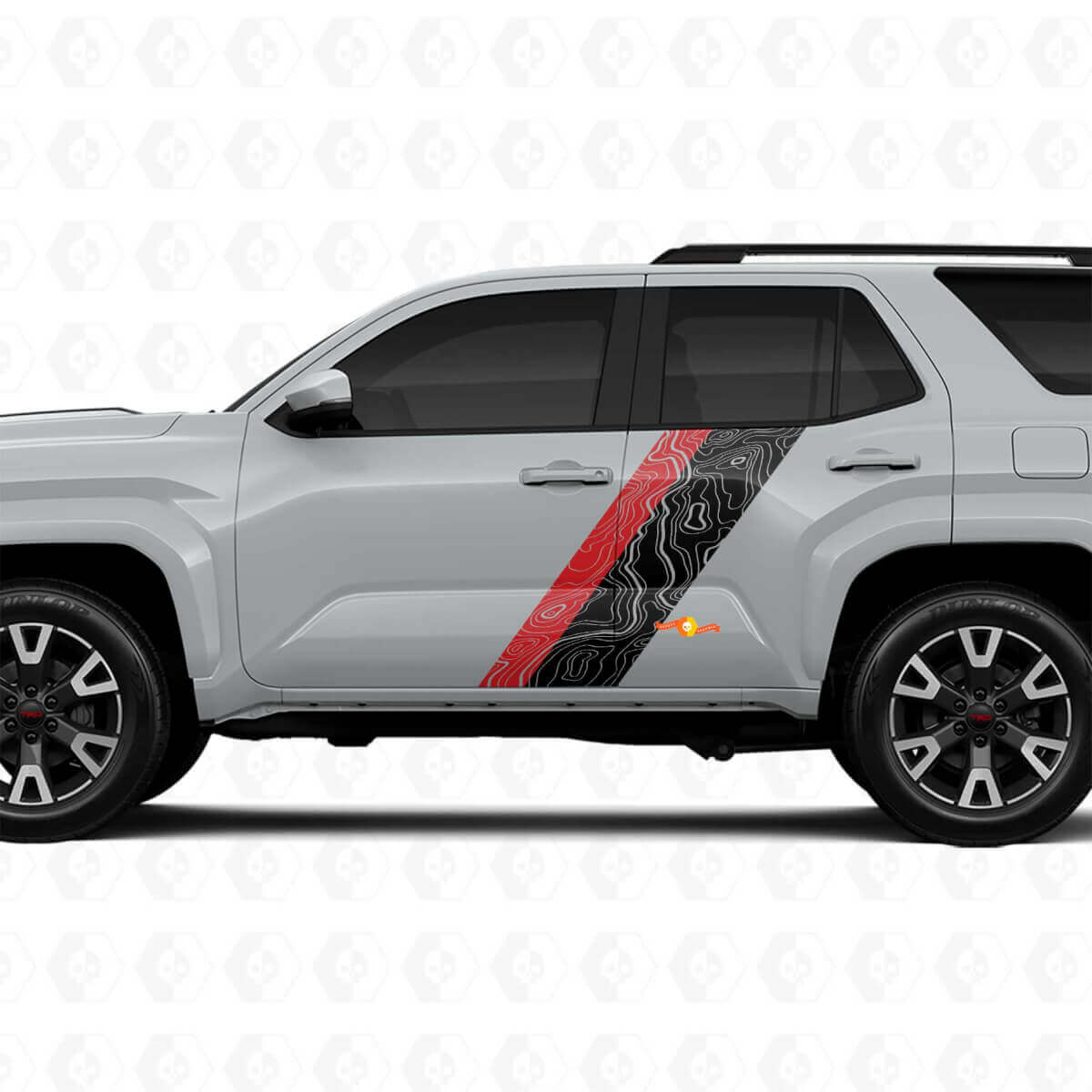 Topographische Kartenstil Türseitige Streifen Vinylaufkleber Decal Für Toyota 4Runner 6. Gen