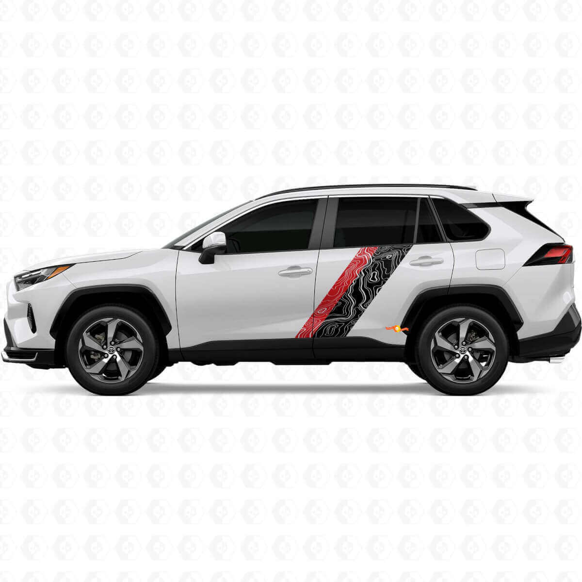 Topografische Kartenstil Türseitenstreifen Vinylaufkleber Decal Für Toyota RAV4 2025