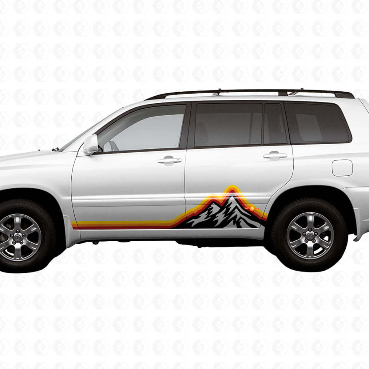 Mountains Vintage Style Grafik Seitenstreifen Vinylaufkleber Decal Für Toyota Highlander 2006