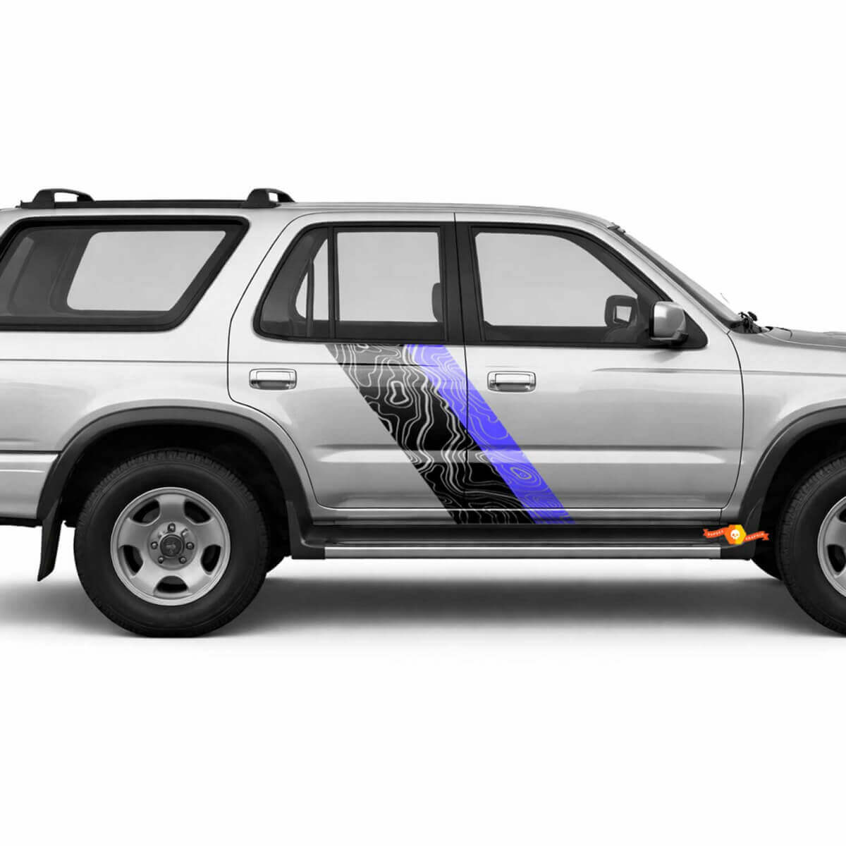 Topographischer Kartenstil Zwillingsstreifen Seiten Vinylaufkleber Decal für Toyota 4Runner 1989-1995
