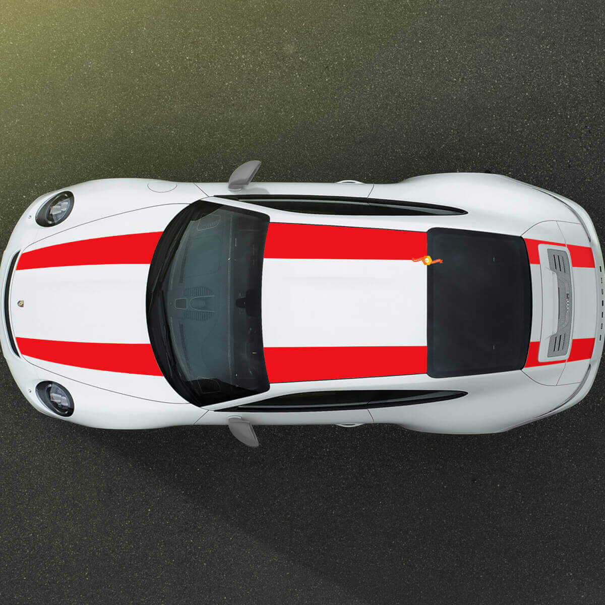 Breite doppelte Rennstreifen Motorhaube Dach Kofferraum Vinyl-Aufkleber Set für Porsche 911R