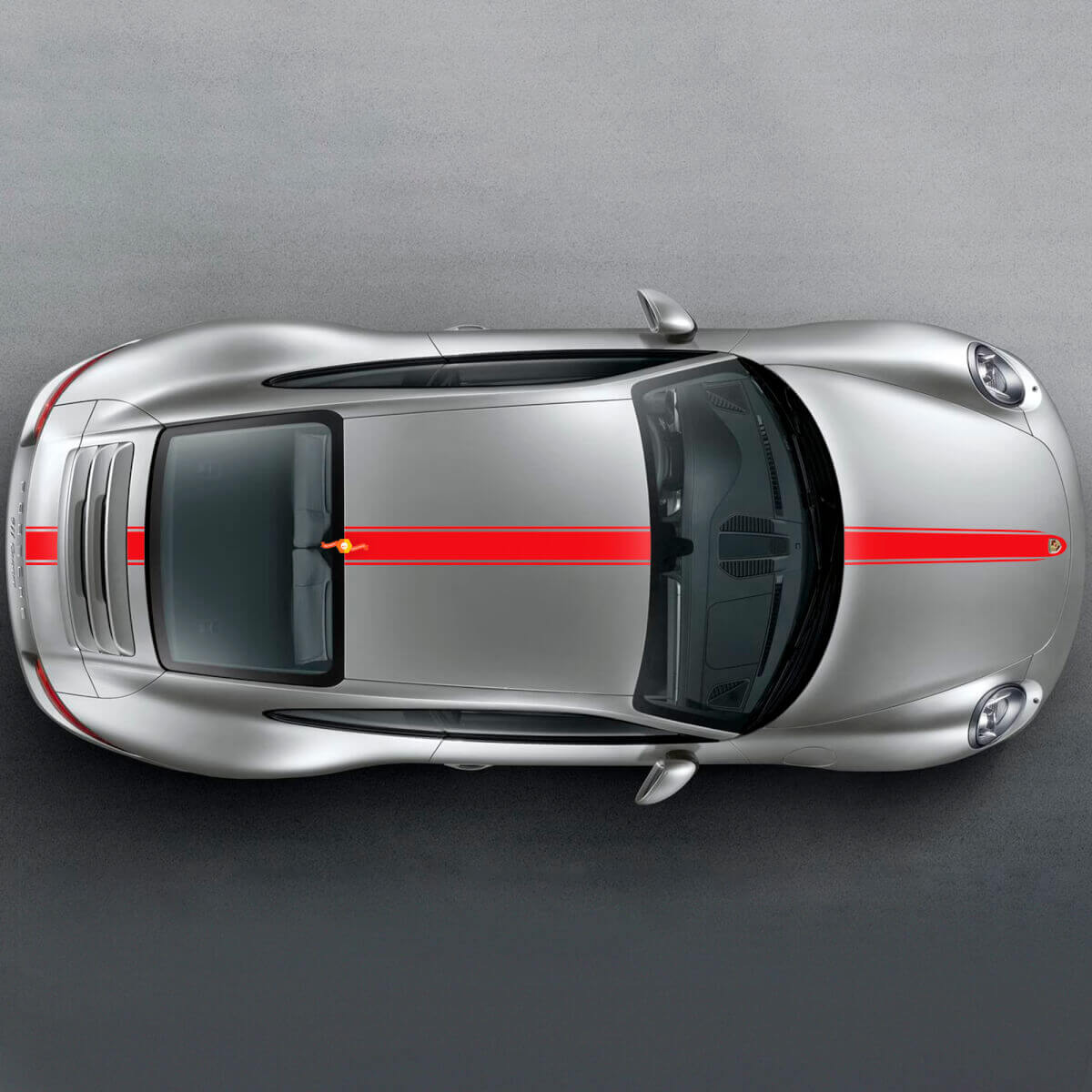Dünner Racing-Streifen Haube Dach Kofferraum Vinyl-Aufkleber Set für Porsche 911