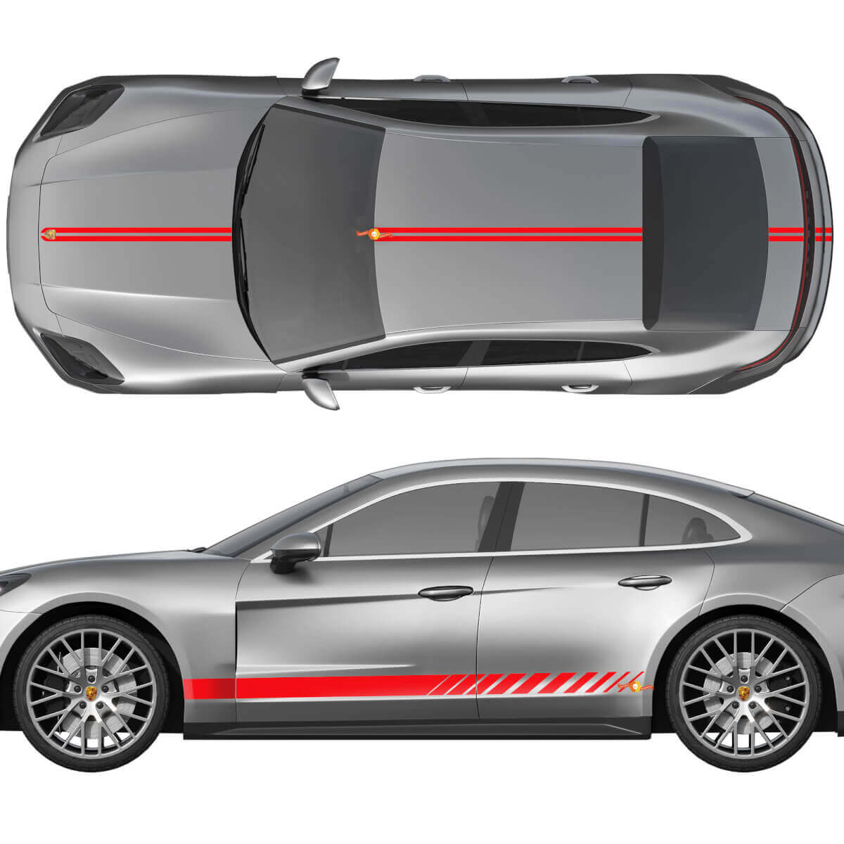 Rennstreifen Seiten Motorhaube Dach Kofferraum Vinyl-Aufkleber-Set Für Porsche Panamera