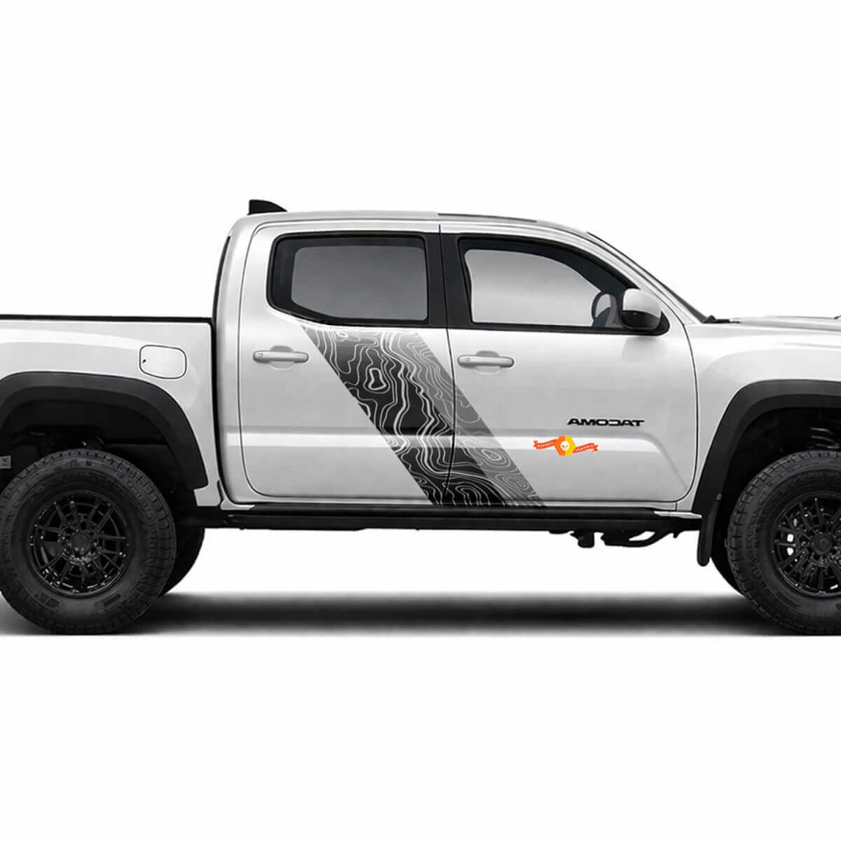 Topografische Karten-Stil Zwillingsstreifen Seiten Vinylaufkleber Decal Für Tacoma 2015-2023