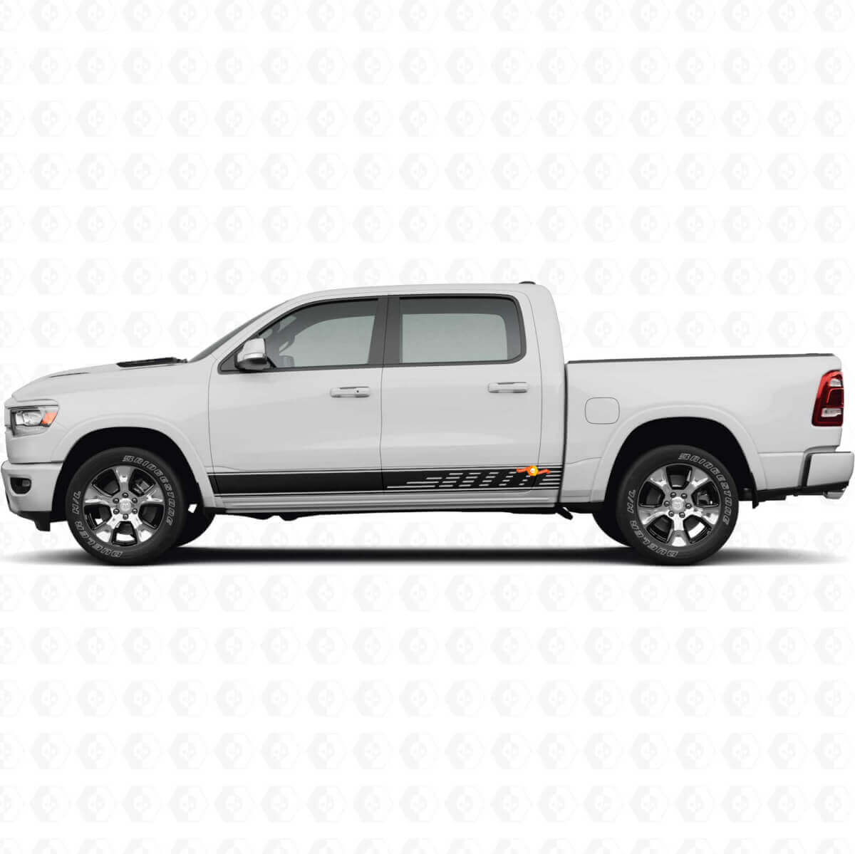 Perforierte Streifen Türseitiger Vinyl-Aufkleber Dekor für Dodge Ram 1500 2019-2024