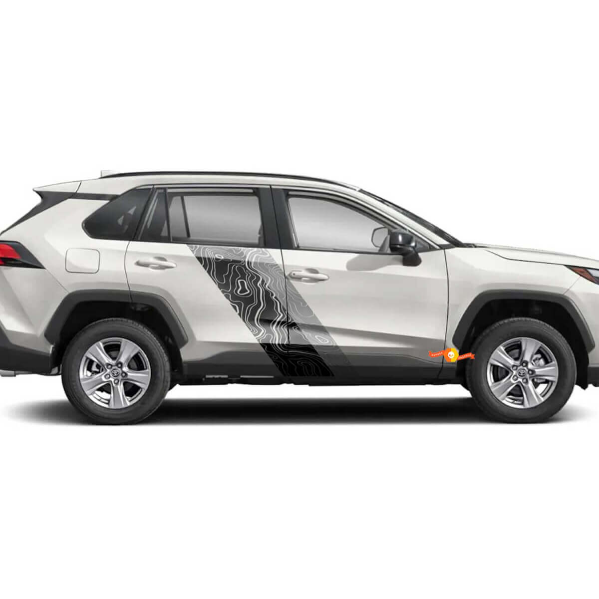 Topographische Karte Stil Türseitenstreifen Vinylaufkleber Dekor für Toyota RAV4 2019-2025