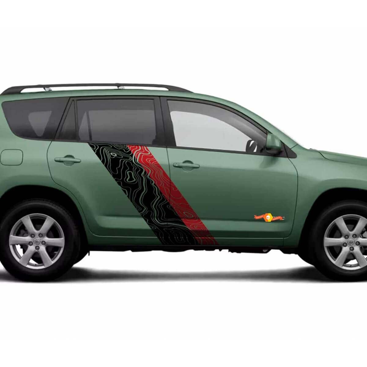 Topografischer Kartenstil Türseitenstreifen Vinylaufkleber Decal für Toyota RAV4 2006-2012