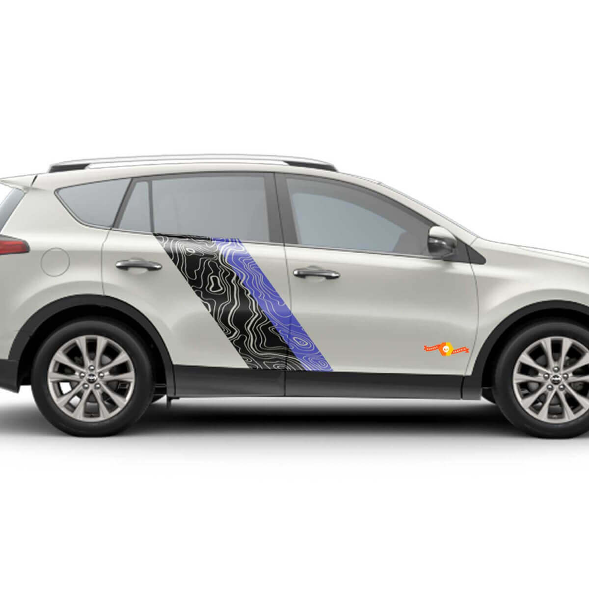 Topografische Karten-Stil Türseitenstreifen Vinyl Aufkleber Decal für Toyota RAV4 2013-2018