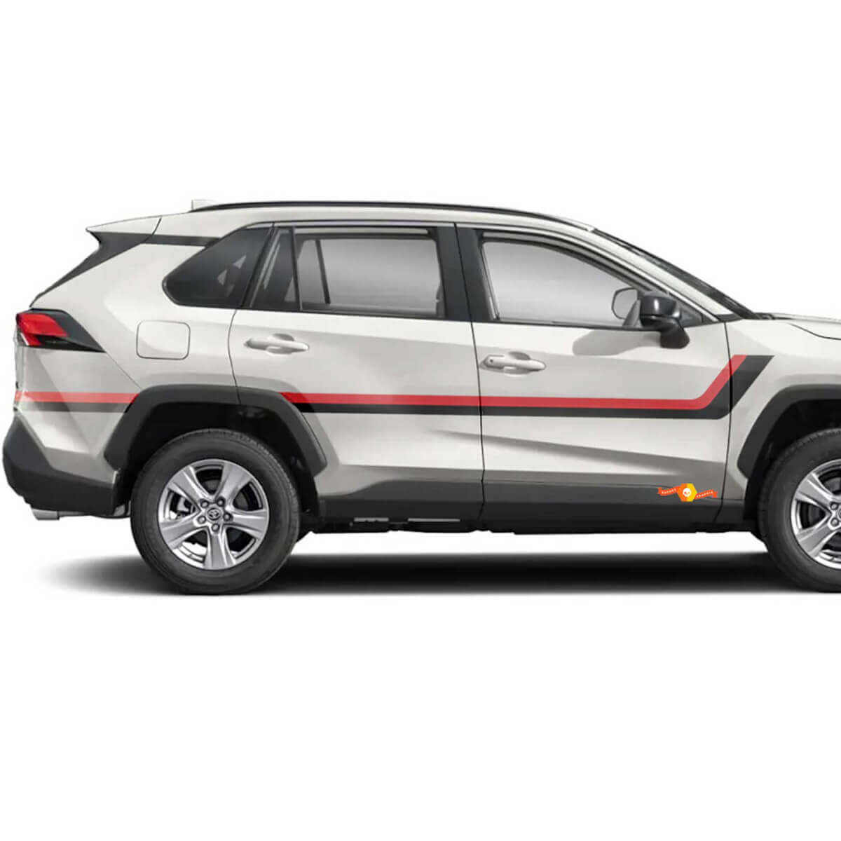 Twin Stripes Türseiten Vinylaufkleber Decal für Toyota RAV4 2019-2025