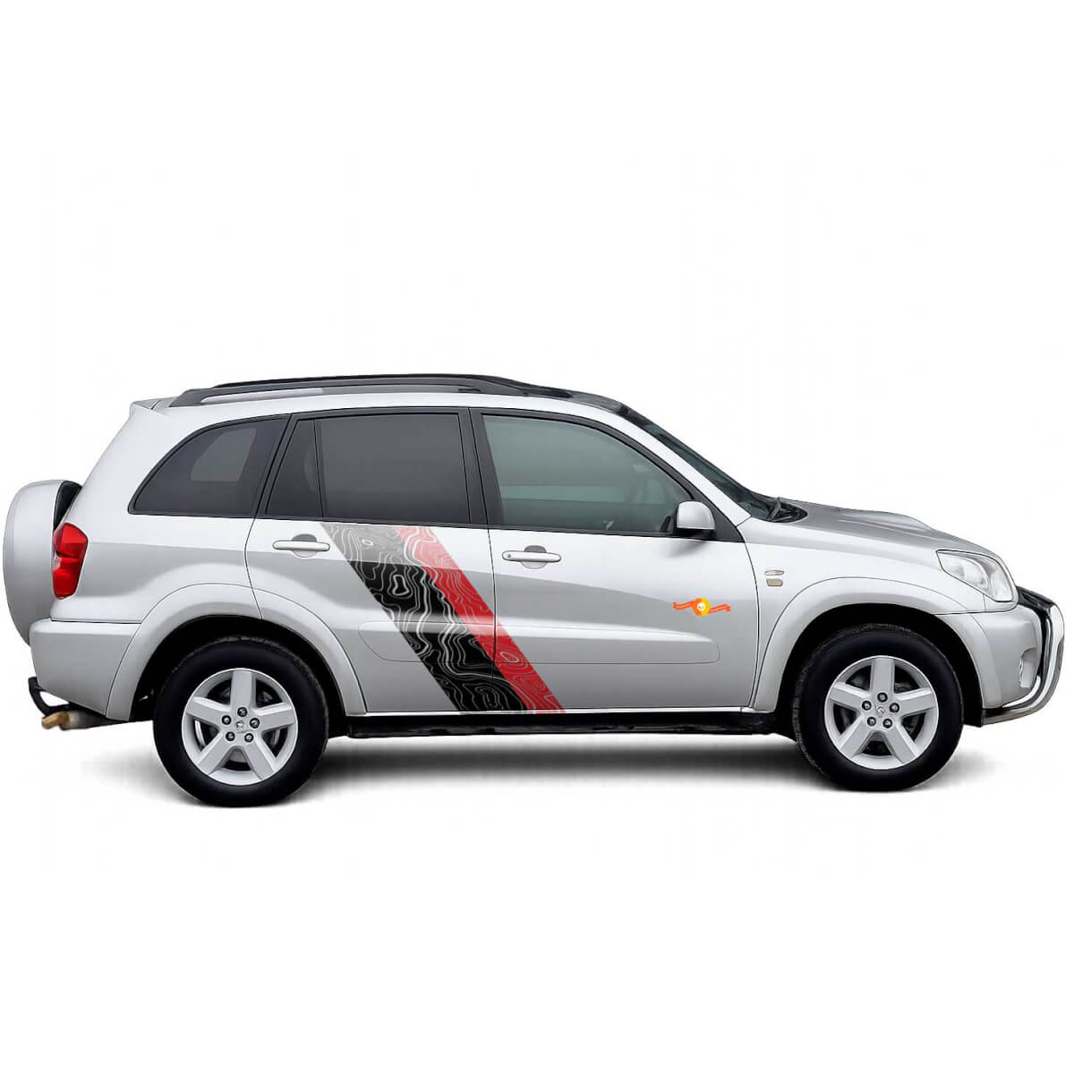Topografische Kartenstil Tür Seitenstreifen Vinylaufkleber Decal für Toyota RAV4 2000-2005