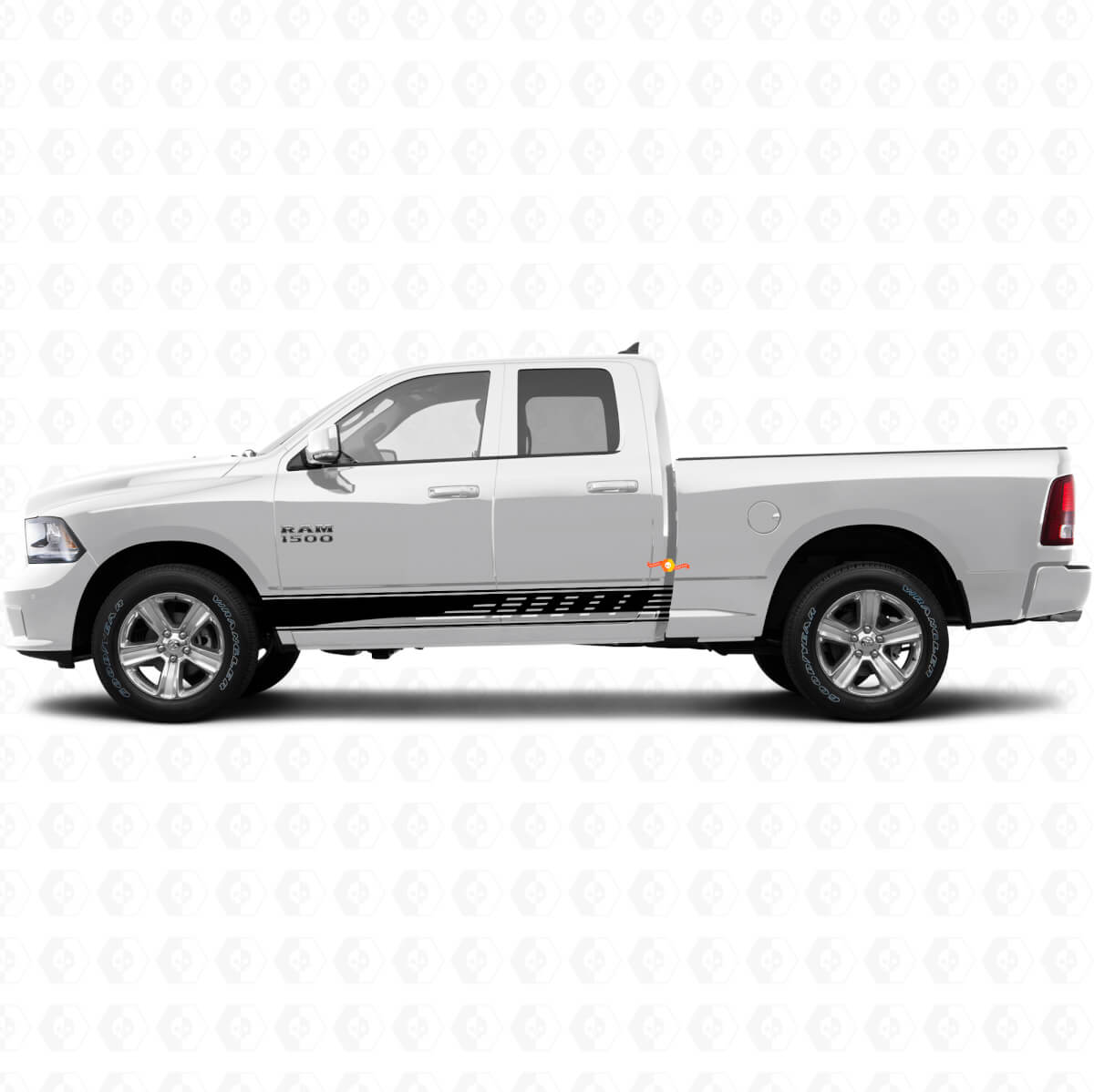 Perforierte Streifen Türseiten-Vinylaufkleber Dekorfolie für Dodge Ram 1500 2011-2018