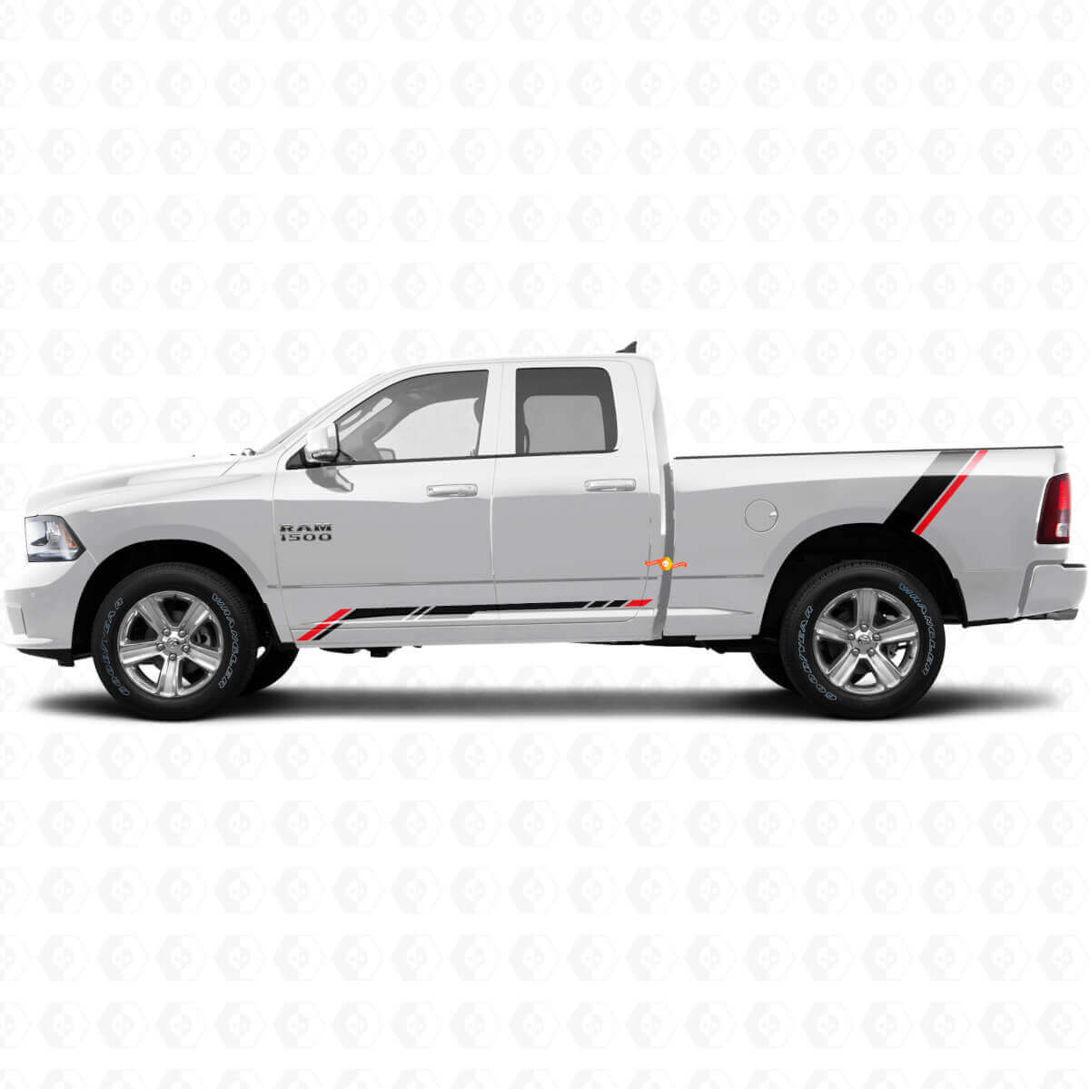 Karierte Streifen Seitenschweller Heckseite Vinylaufkleber Aufkleber Grafik für Dodge Ram 1500 2011-2018