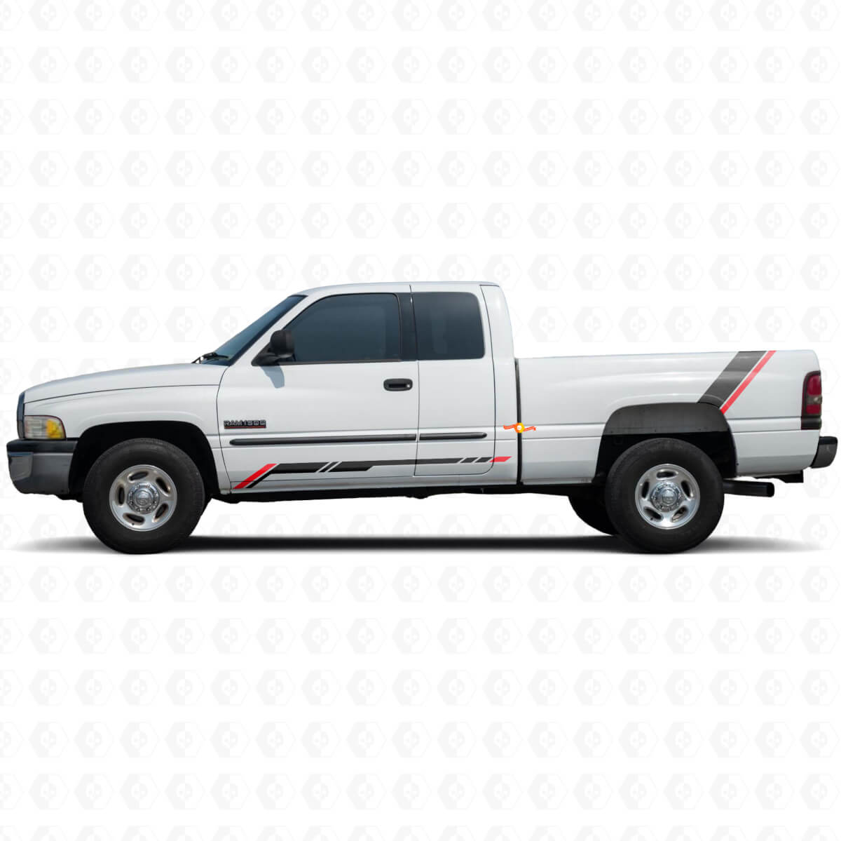 Karierte Streifen Seitenwand hinterer Vinylaufkleber für Dodge Ram 1500 1994-2001