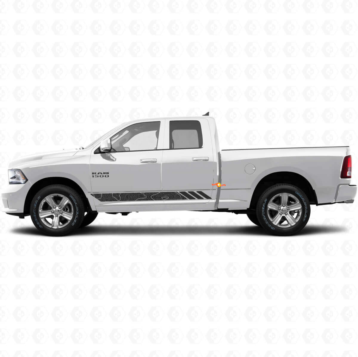 Topografische Stilstreifen Tür Vinylaufkleber Aufkleber für Dodge Ram 1500 2011-2018