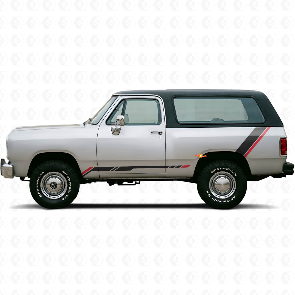 Doppelstreifen Schweller Seiten Vinyl-Aufkleber Decal für Dodge Ramcharger 1974-1993