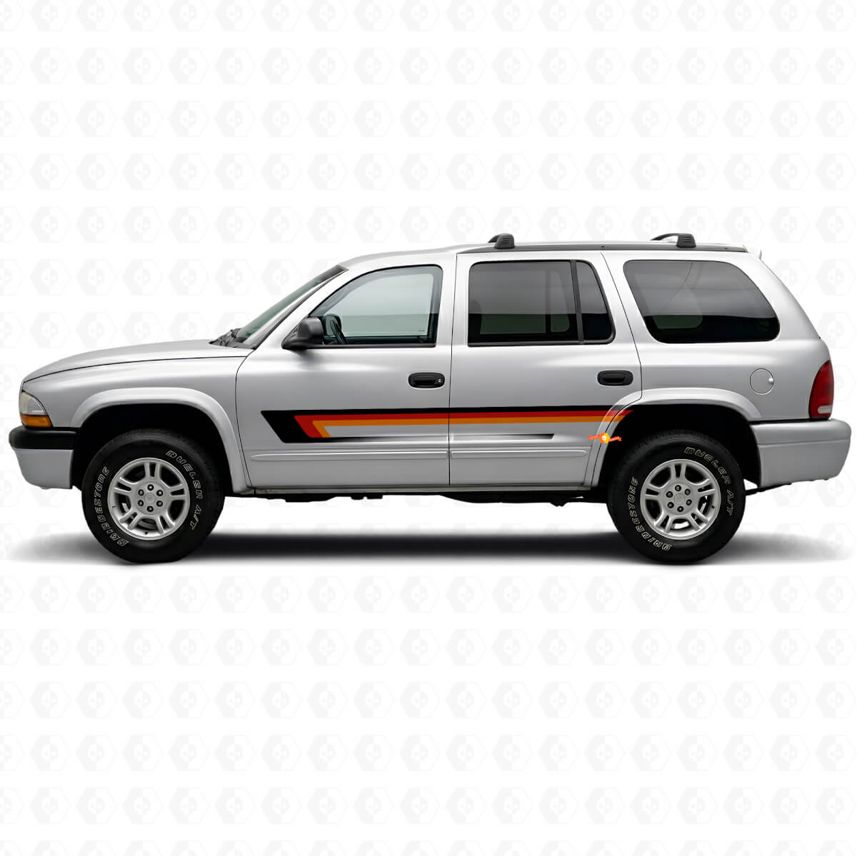 Drei Streifen Türseiten-Vinylaufkleber für Dodge Durango 1998-2003