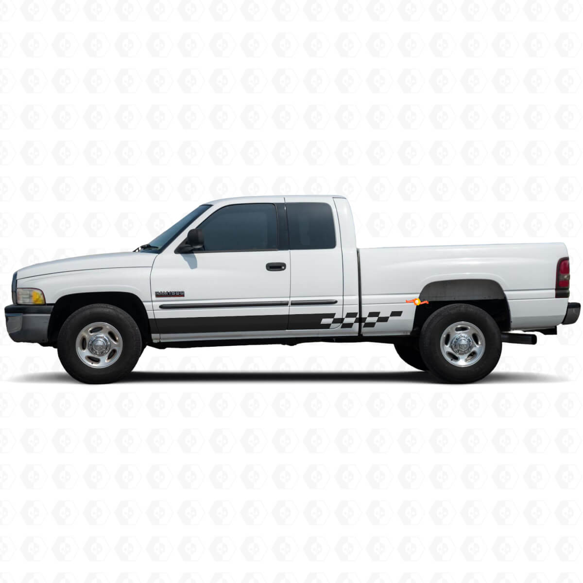 Schachbrettstreifen Schweller Vinylaufkleber für Dodge Ram 1500 1994-2001