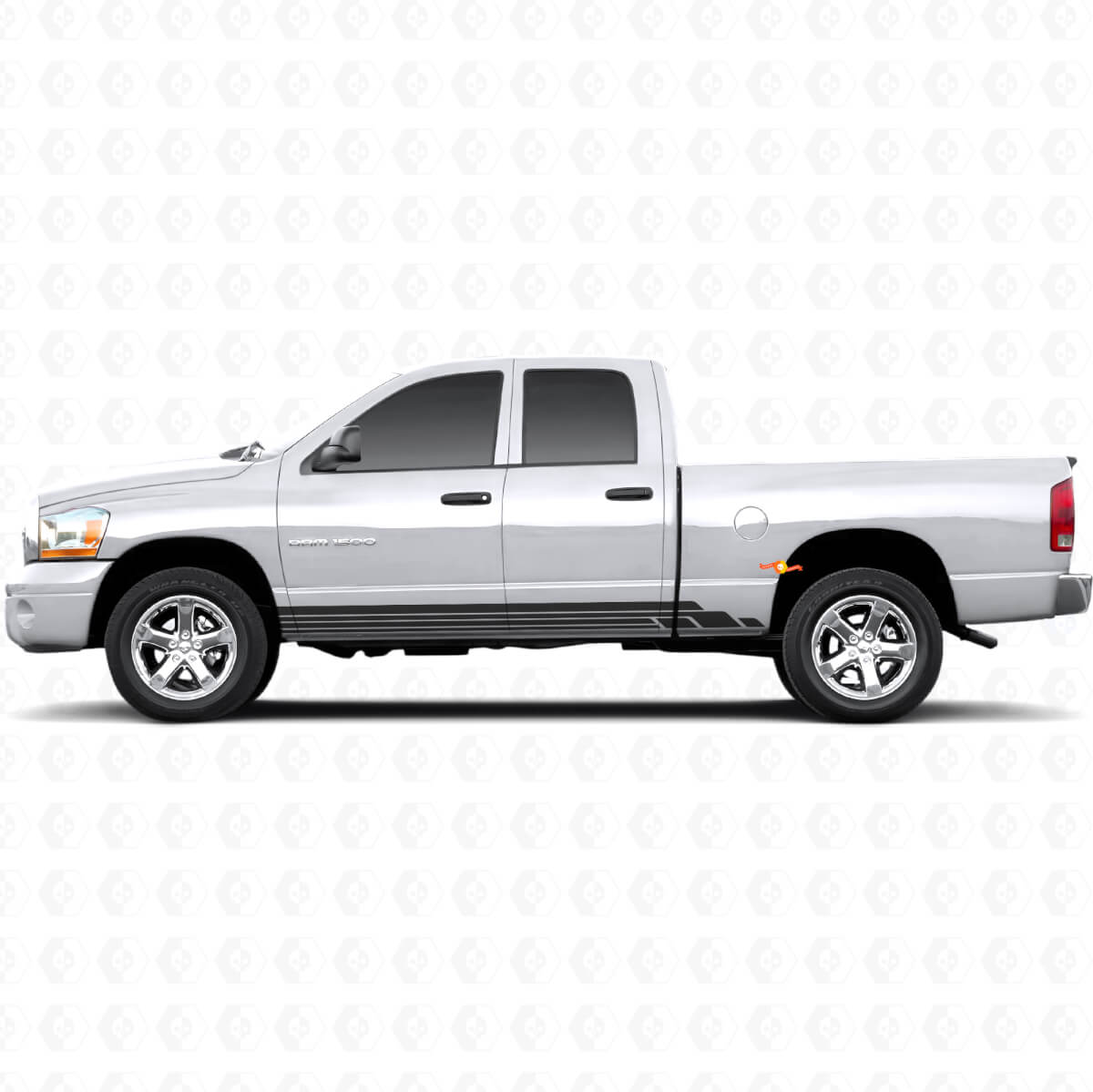 Gebogene Streifen Türseitenverkleidung Vinylaufkleber für Dodge Ram 1500 2002-2008