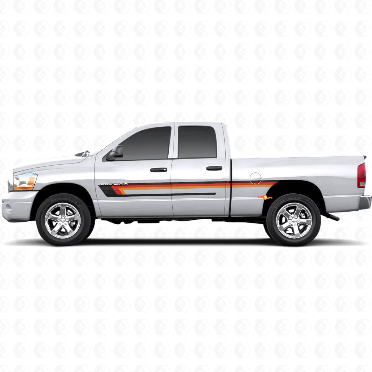 Dreifach-Streifen Türseiten-Vinylaufkleber für Dodge Ram 1500 2002-2008