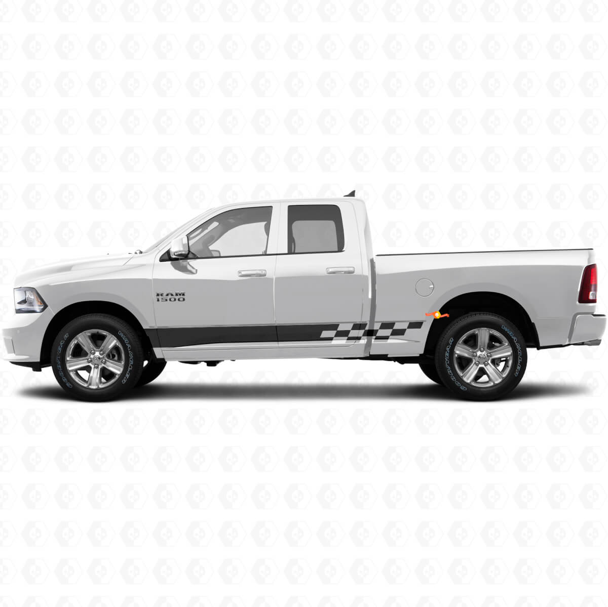 Schachbrett-Streifen Rocker Panel Vinyl-Aufkleber für Dodge Ram 1500 2011-2018