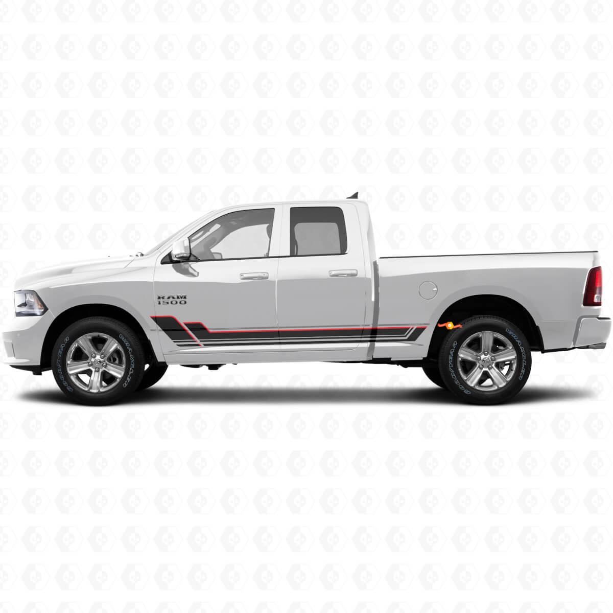 Twin-Stripes Schweller Vinyl-Aufkleber-Kit für Dodge Ram 1500 2011-2018