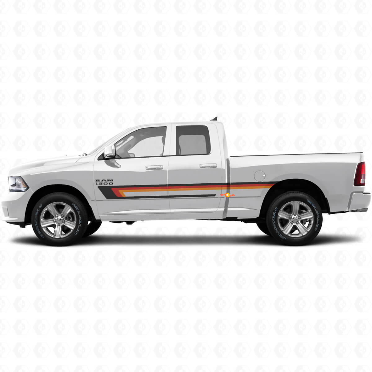 Dreifachstreifen Türseiten-Vinylaufkleber für Dodge Ram 1500 2011-2018