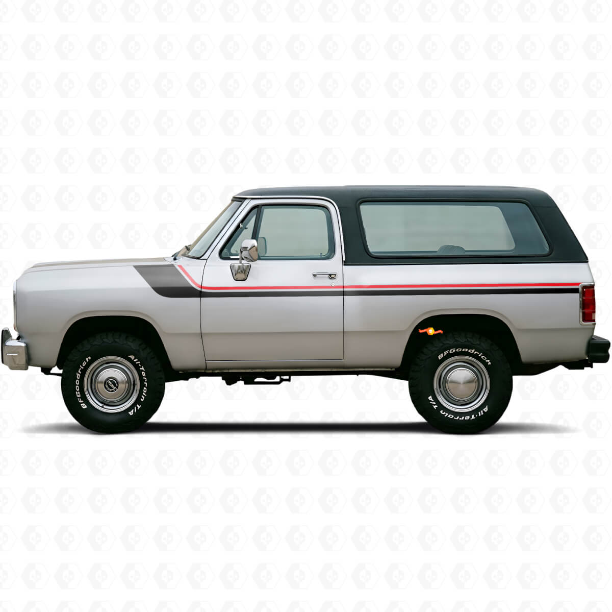 Twin-Stripes Türseiten Vinyl Aufkleber für Dodge Ramcharger 1974-1993