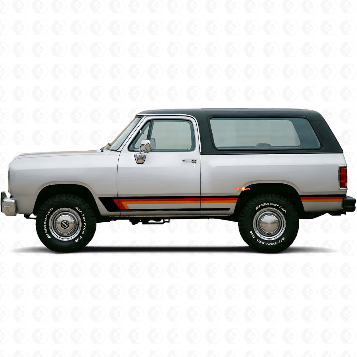 Dreifach-Streifen Türseiten-Vinylaufkleber für Dodge Ramcharger 1974-1993