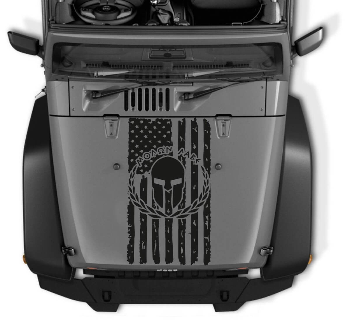 Molon Labe USA Flag Spartaner Helm Motorhaube Vinyl-Aufkleber für Jeep Wrangler