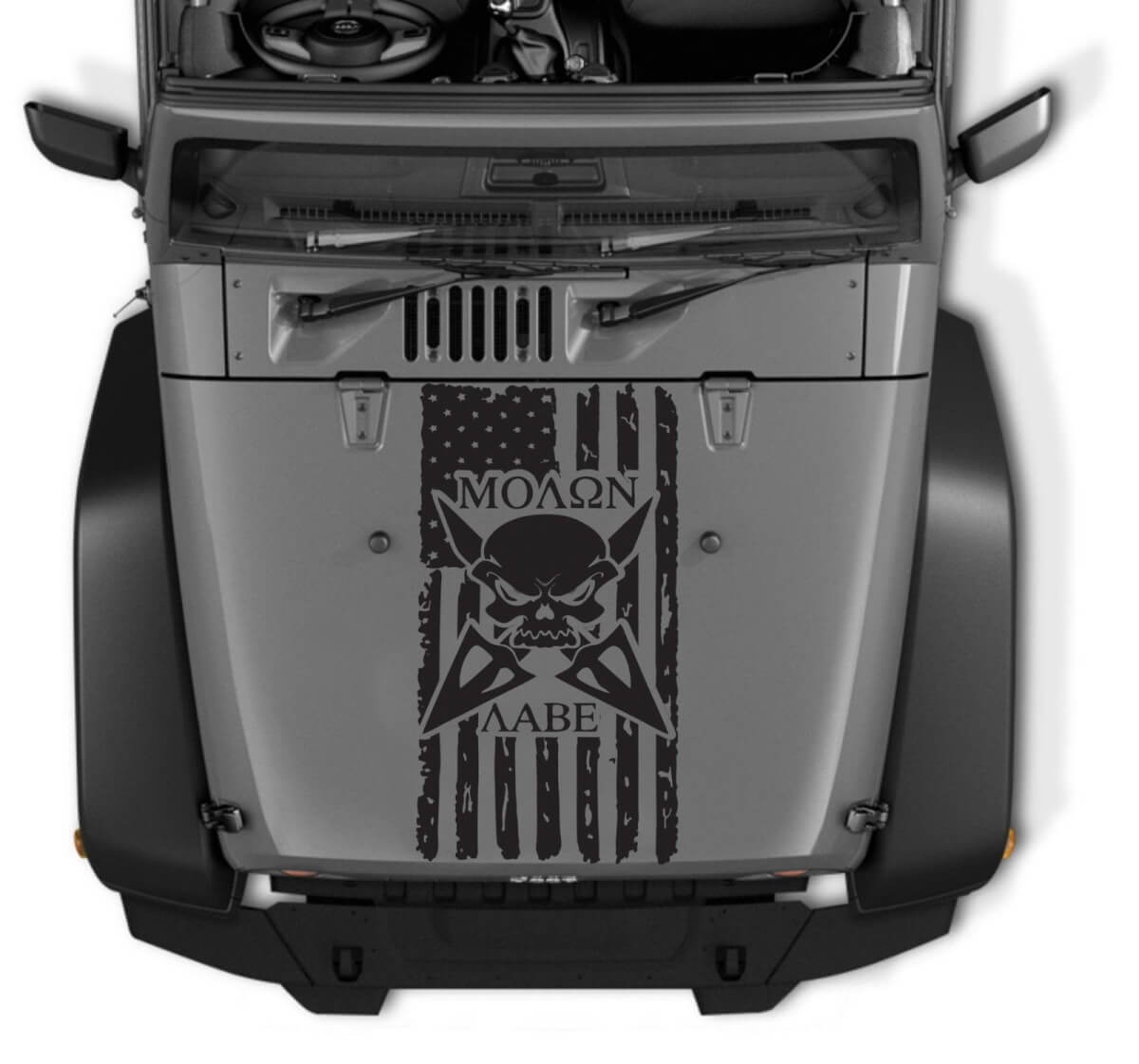 Molon Labe Vintage Amerikanische Flagge Totenkopf Hauben Vinylaufkleber für Jeep Wrangler
