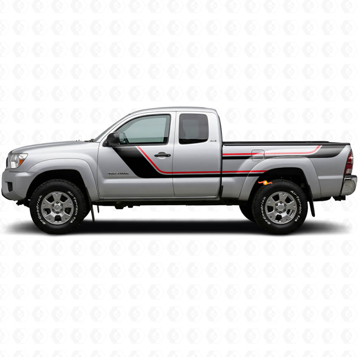 Twin Stripes Tür- und hintere Seiten-Vinylaufkleber-Set für Toyota Tacoma 2004-2015