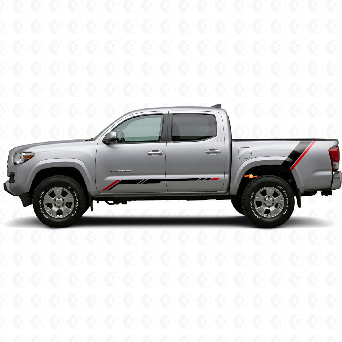 Twin-Stripes Tür- und hintere Kotflügel-Vinylaufkleber-Kit für Toyota Tacoma 2015-2023