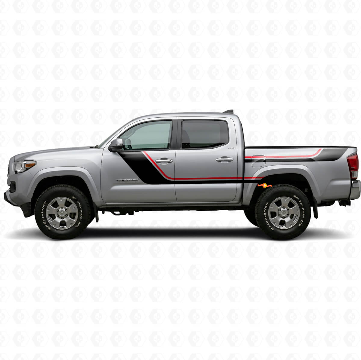 Twin Stripes Tür- und hintere Seiten Vinyl-Aufkleber Set für Toyota Tacoma 2015-2023