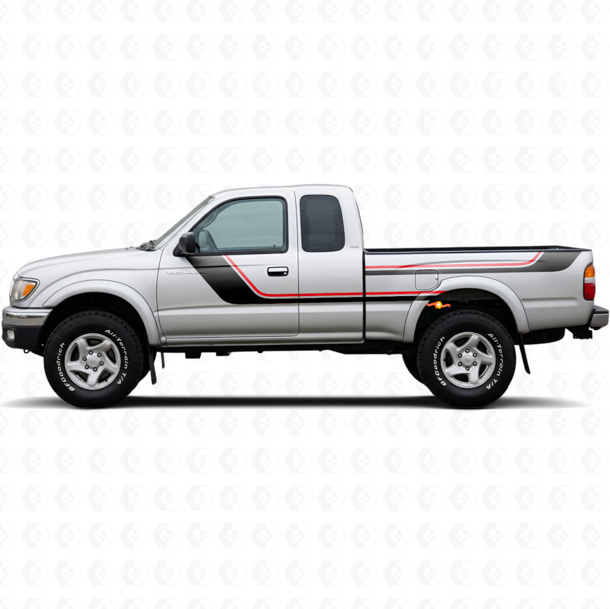 Twin-Stripes Tür- und hintere Seiten-Vinylaufkleber-Kit für Toyota Tacoma 1995-2004