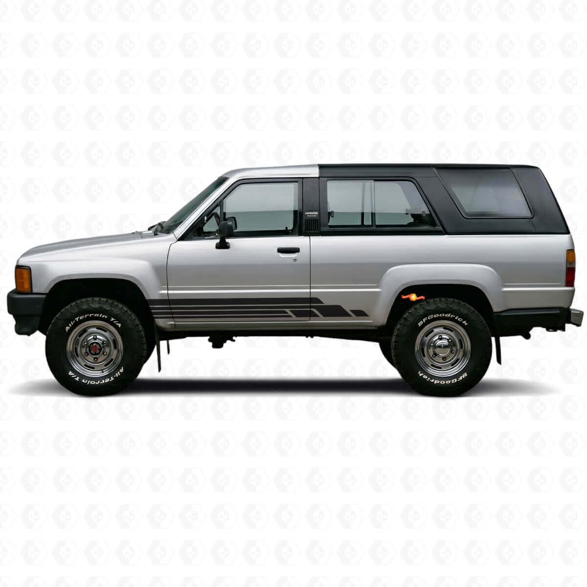 Gebogene Streifen Seitenschweller Vinyl-Aufkleber-Set für Toyota 4Runner 1984-1989