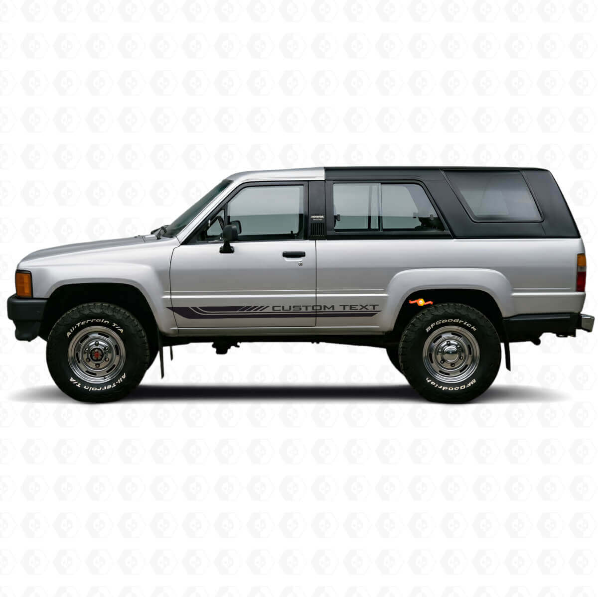 Wellenförmige Schachbrettstreifen Seitenschweller Vinyl-Aufkleber für Toyota 4Runner 1984-1989