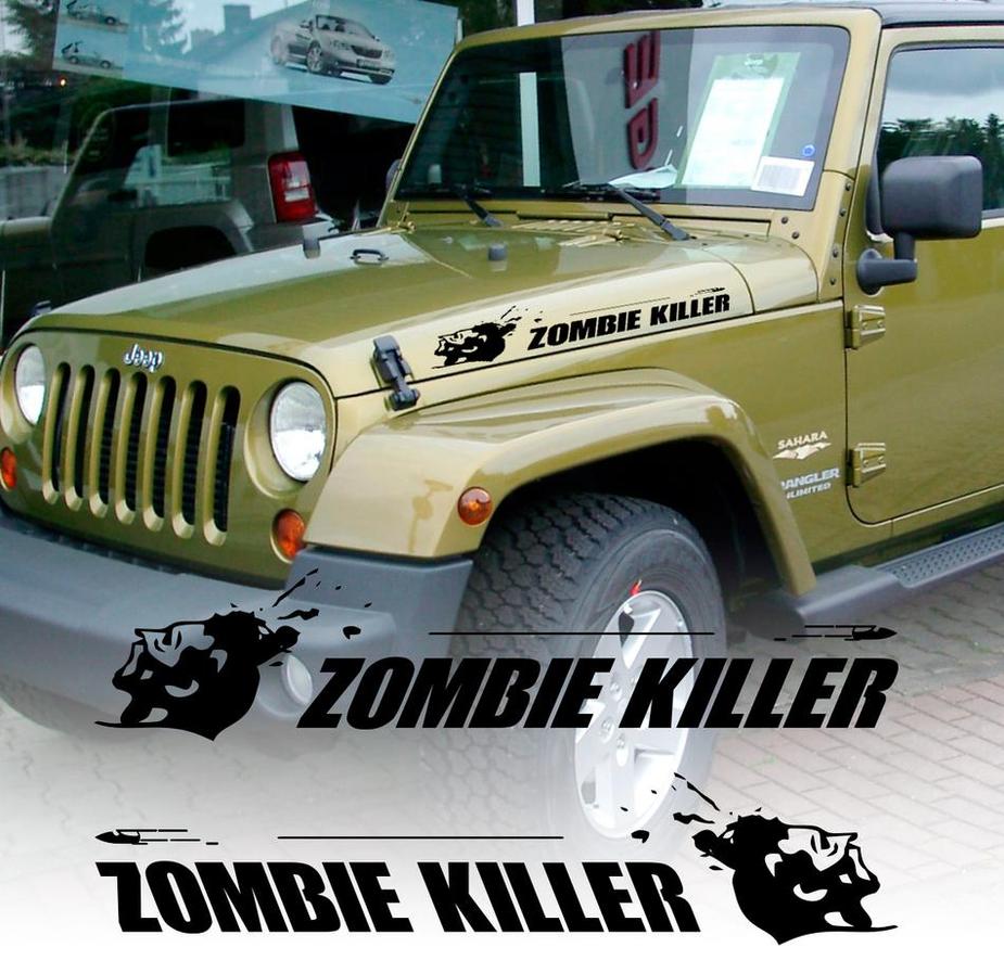 Paar Motorhaube Zombie Killer Kugel JEEP WRANGLER RUBICON DODGE TRUCK FJ CRUISER Aufkleber Aufkleber Vinyl