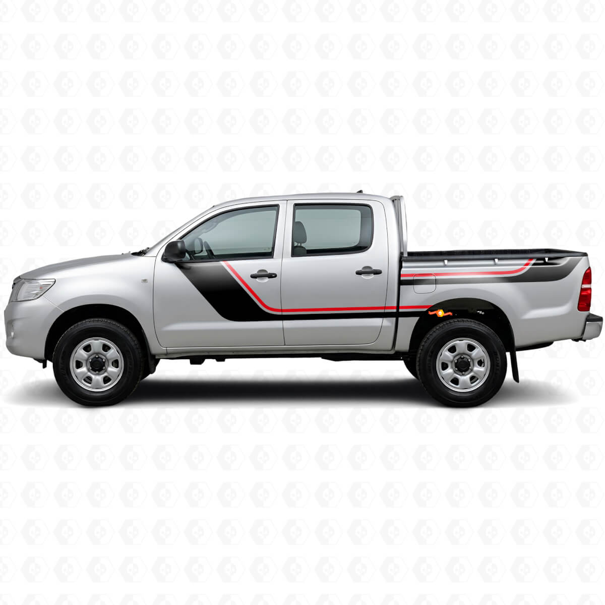Twin-Stripes-Tür- und hinterer Seiten-Vinylaufkleber-Kit für Toyota Hilux 2004-2015