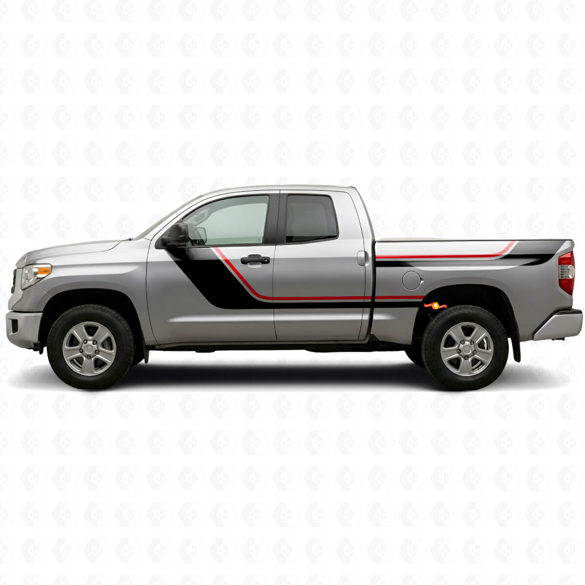 Twin-Stripes Tür- und hintere Seiten-Vinylaufkleber-Set für Toyota Tundra 2007-2021
