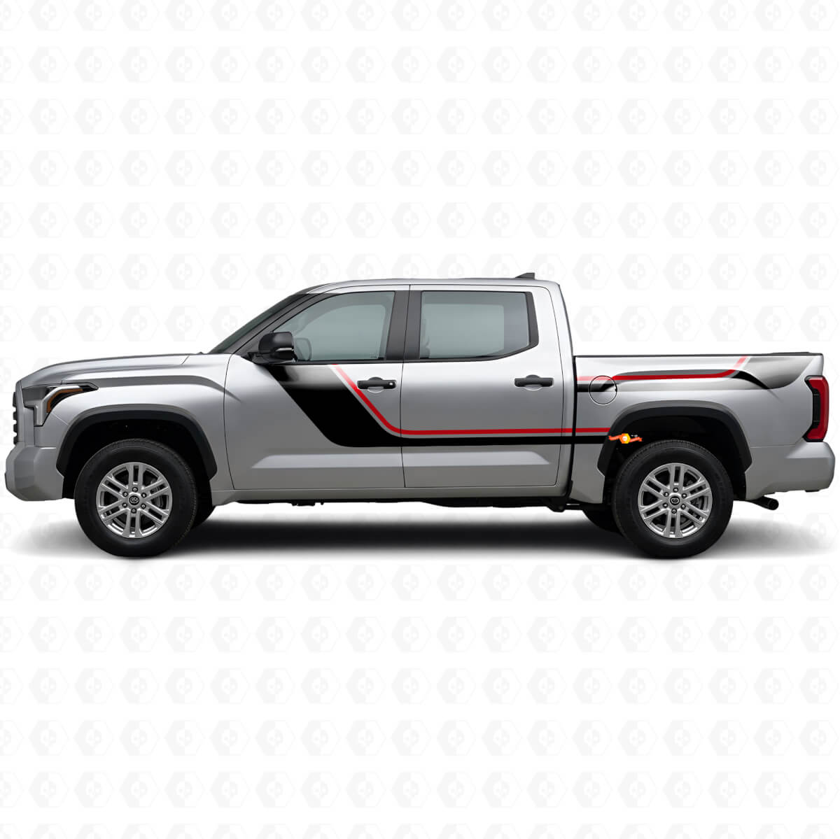 Twin Stripes Tür- und hintere Seiten-Vinylaufkleber-Set für Toyota Tundra 2022+