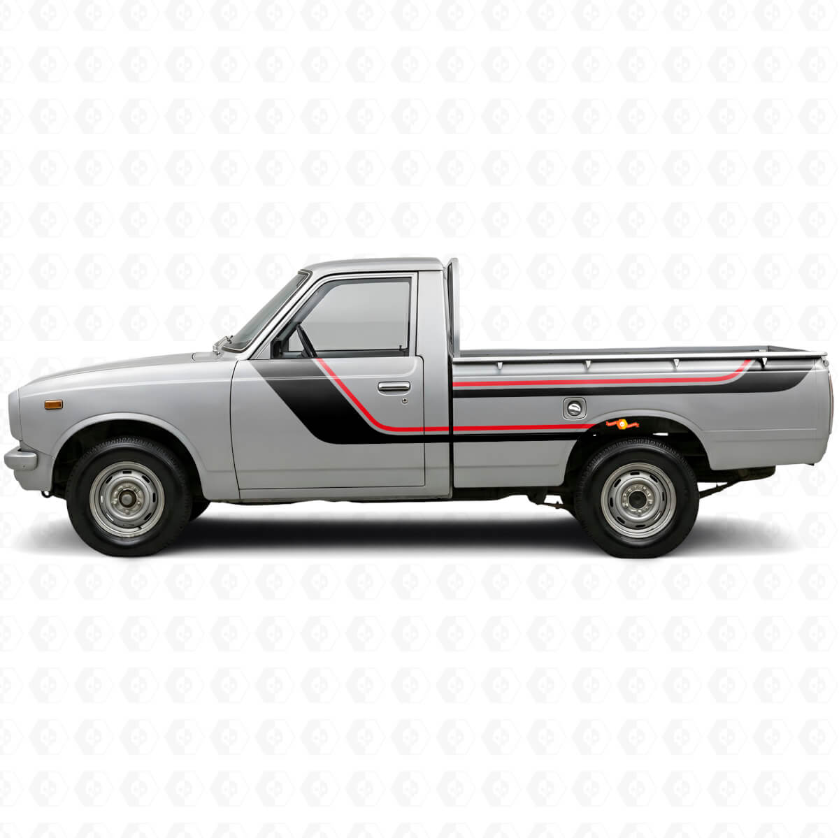 Twin Stripes Tür- und hintere Seiten Vinyl-Aufkleber Set für Toyota Hilux 1968-1972