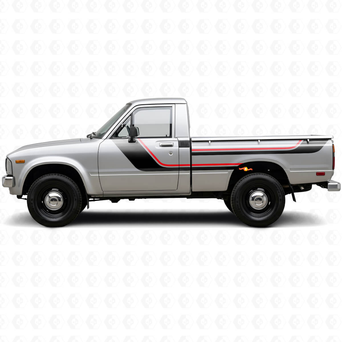 Twin Stripes Tür- und hintere Seiten Vinyl-Aufkleber Set für Toyota Hilux 1978-1983