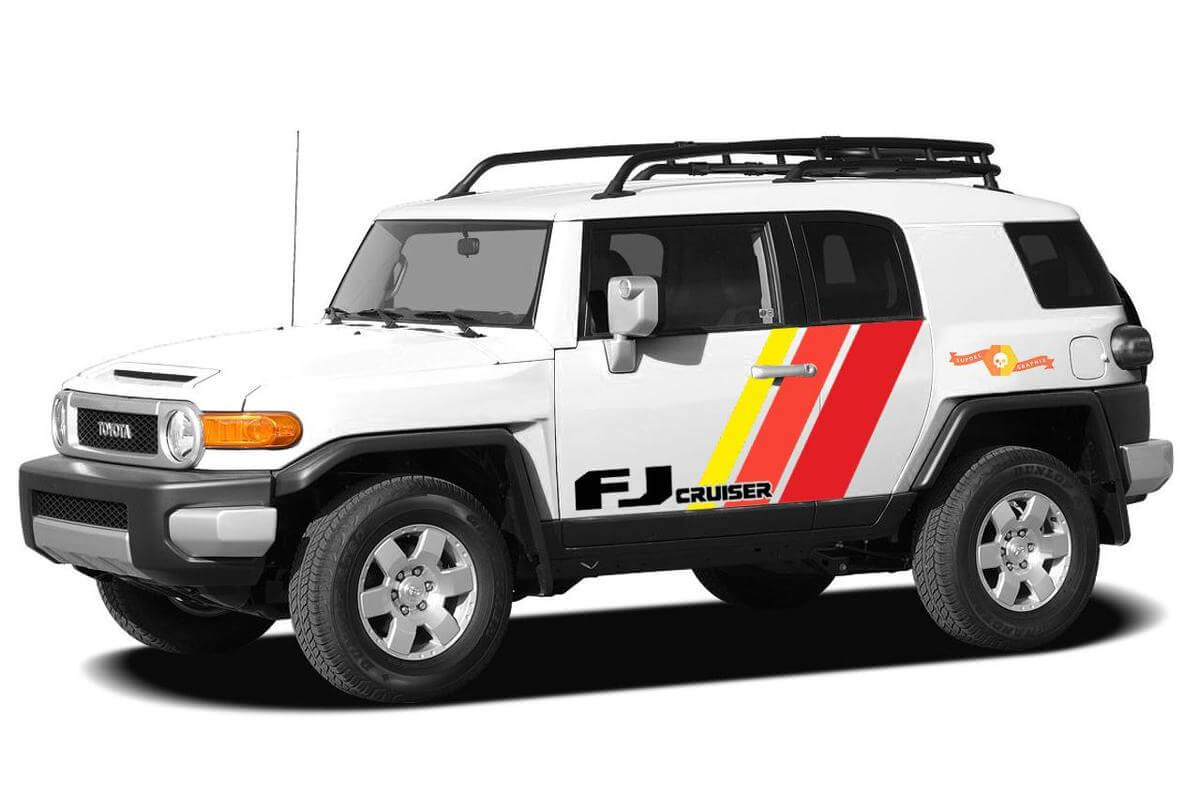 Vintage-Stil Türstreifen Vinyl-Aufkleber-Set mit Logo für Toyota FJ Cruiser