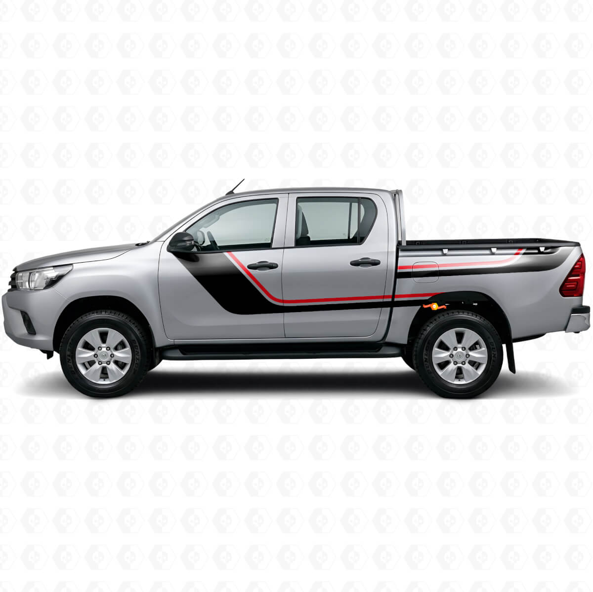 Twin Stripes Tür- und hintere Seiten-Vinyl-Aufkleber-Kit für Toyota Hilux 2015+