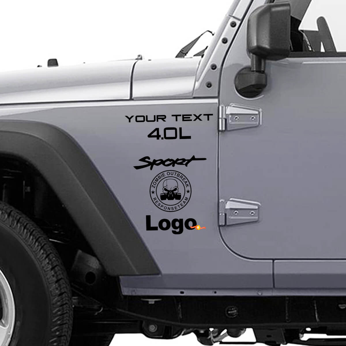 Zombie-Ausbruch-Einsatzteam Vinyl-Aufkleberset für Jeep Wrangler Rubicon