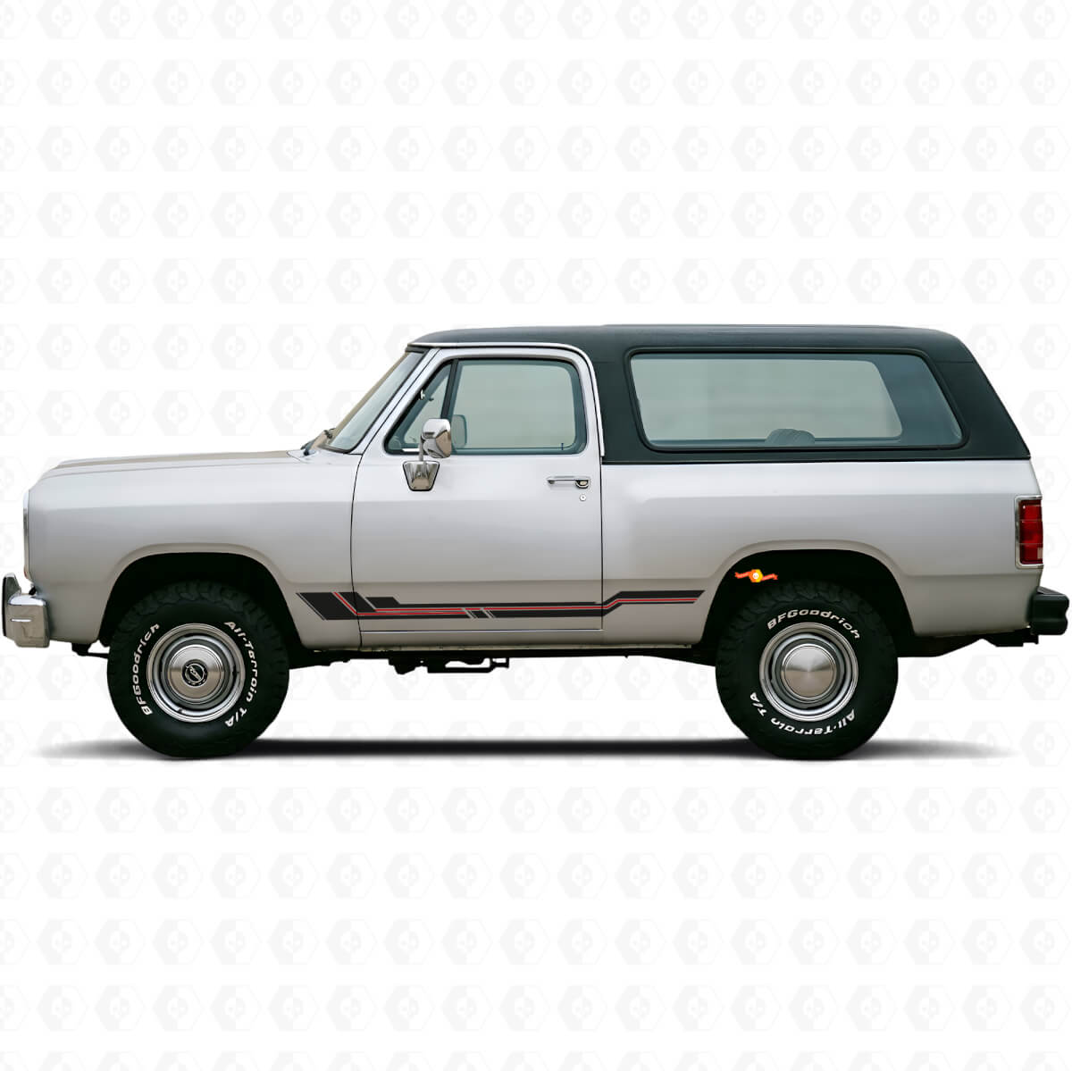 Gebogene Streifen Schweller Vinyl-Aufkleber für Dodge Ramcharger 1974-1993