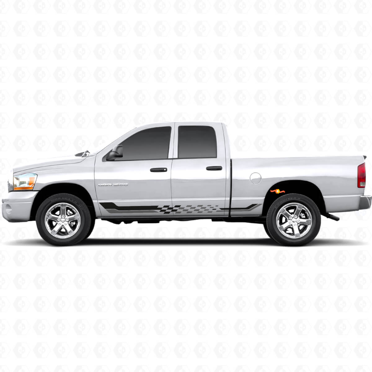 Schachbrettfahnen-Seitenstreifen Vinyl-Aufkleber für Dodge Ram 1500 2002-2008