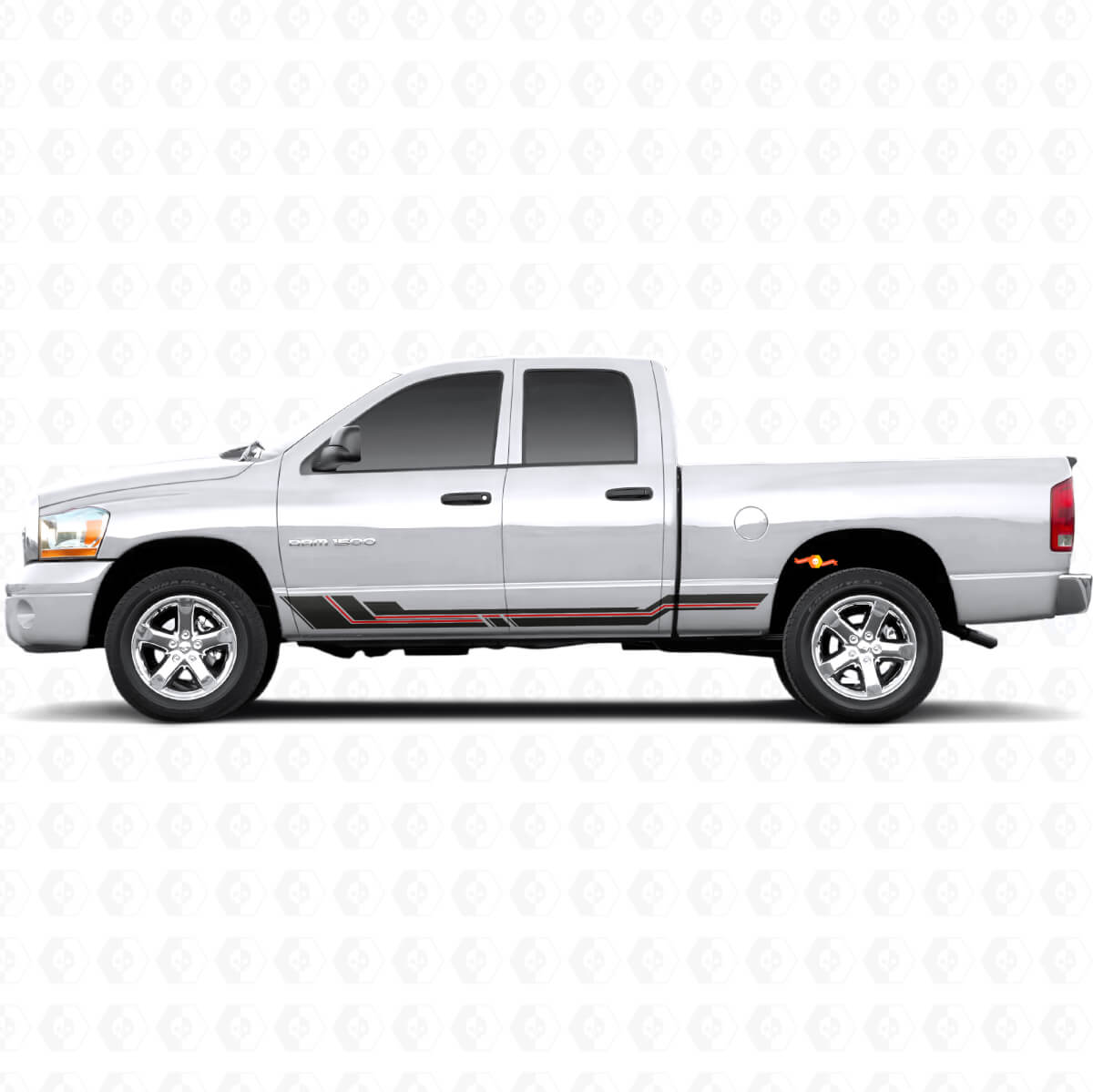 Gebogene Streifen Schweller-Vinylaufkleber für Dodge Ram 1500 2002-2008