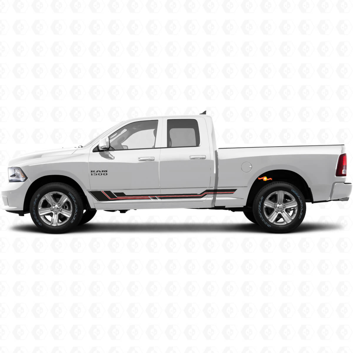 Gebogene Streifen Schweller Vinyl-Aufkleber für Dodge Ram 1500 2011-2018